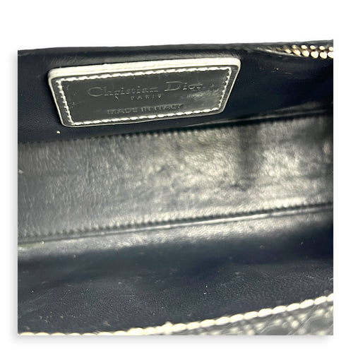 Lady Dior Mini Micro Cannage Top Handle Bag in Patent Leather, Silver hardware