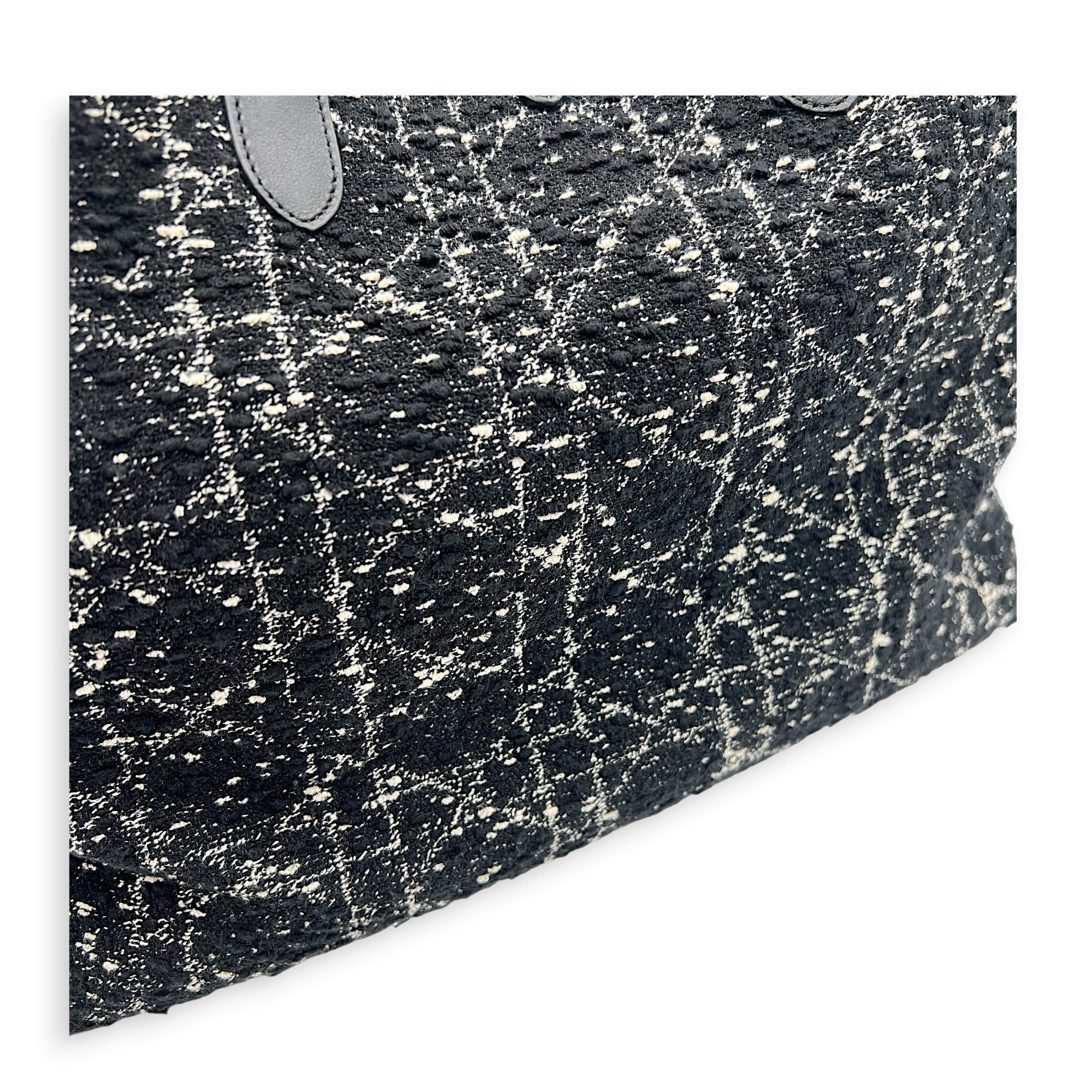 Toujours Black Top Handle Bag in Tweed, Light Gold hardware