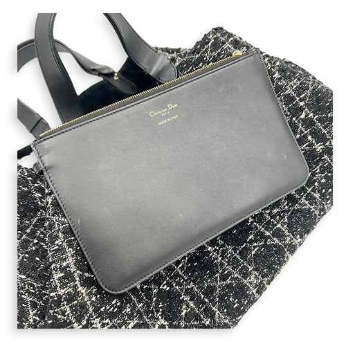 Toujours Black Top Handle Bag in Tweed, Light Gold hardware