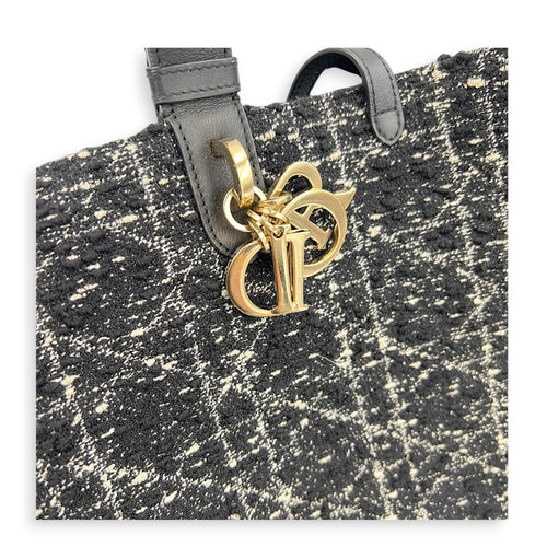 Toujours Black Top Handle Bag in Tweed, Light Gold hardware