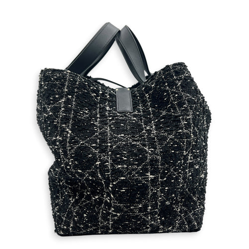 Toujours Black Top Handle Bag in Tweed, Light Gold hardware
