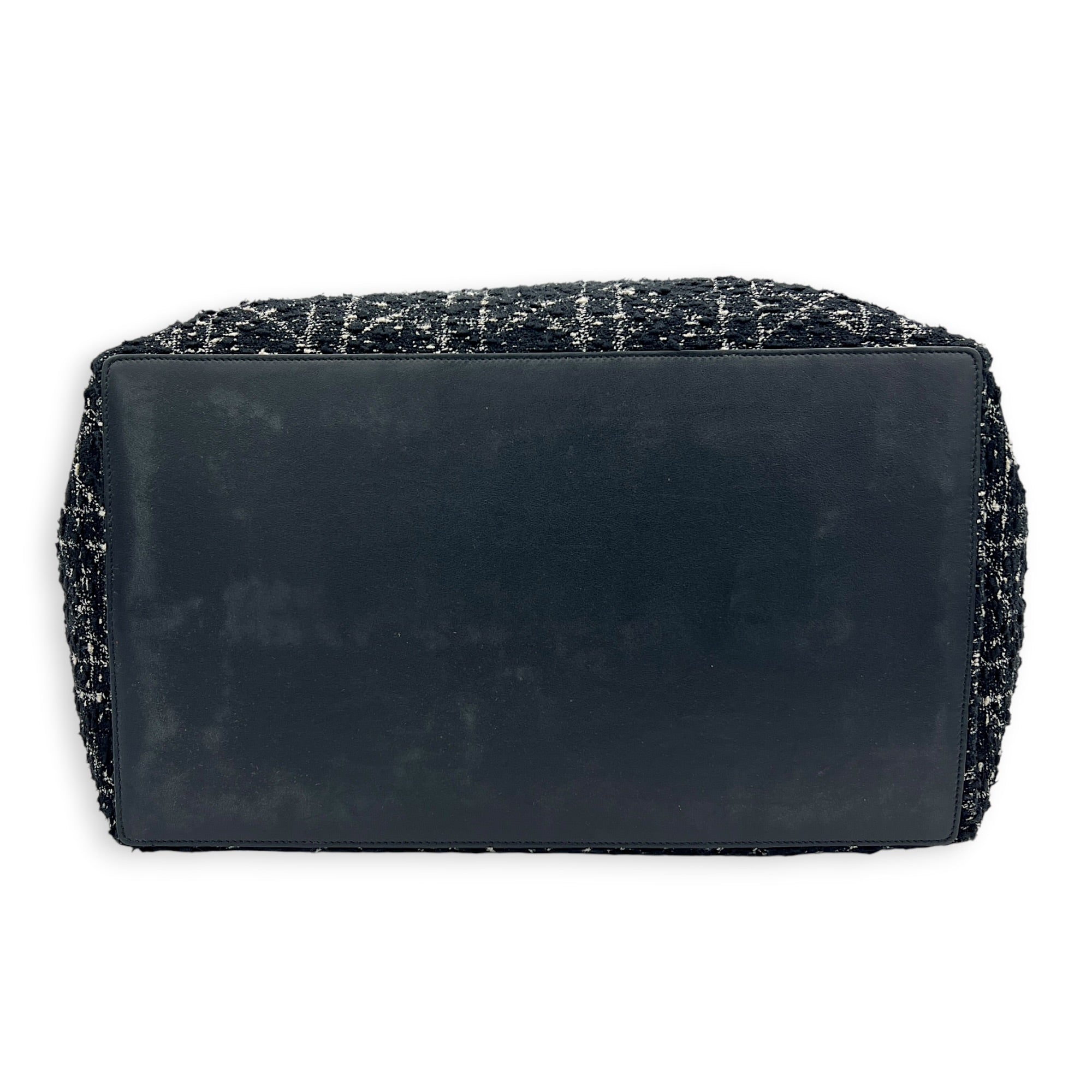 Toujours Black Top Handle Bag in Tweed, Light Gold hardware
