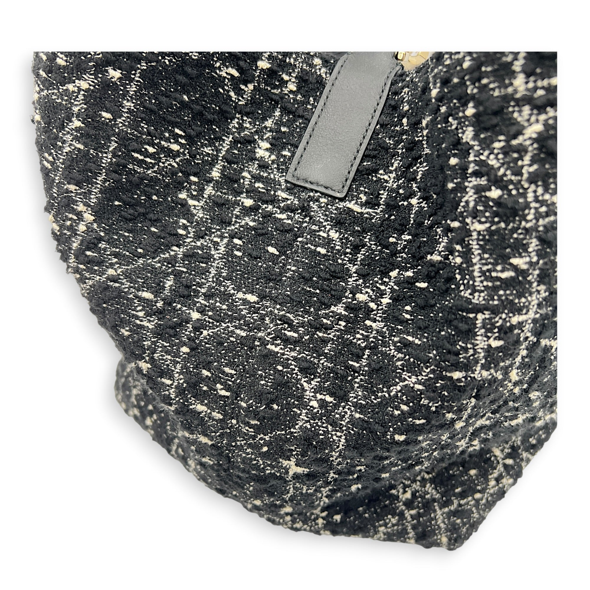 Toujours Black Top Handle Bag in Tweed, Light Gold hardware