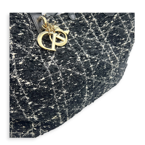 Toujours Black Top Handle Bag in Tweed, Light Gold hardware