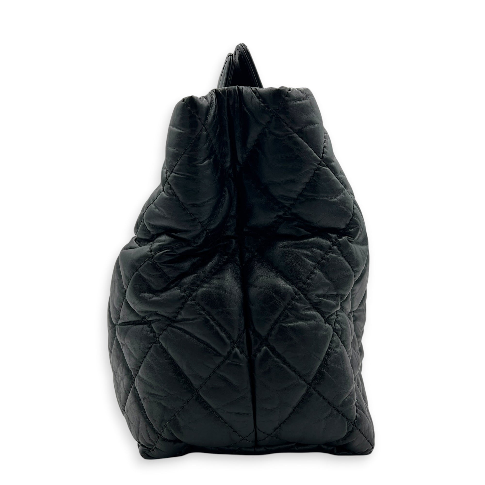2.55 Black Tote Bag in Calfskin, Gold hardware