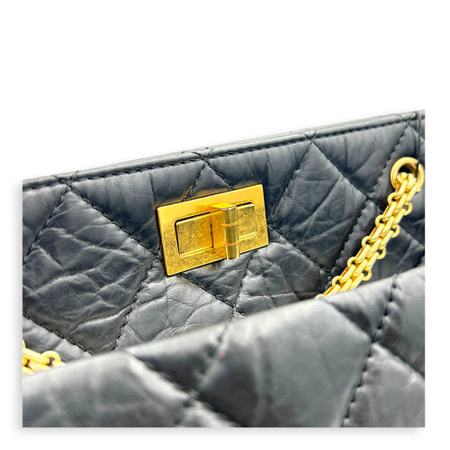 2.55 Black Tote Bag in Calfskin, Gold hardware