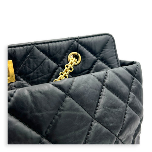 2.55 Black Tote Bag in Calfskin, Gold hardware