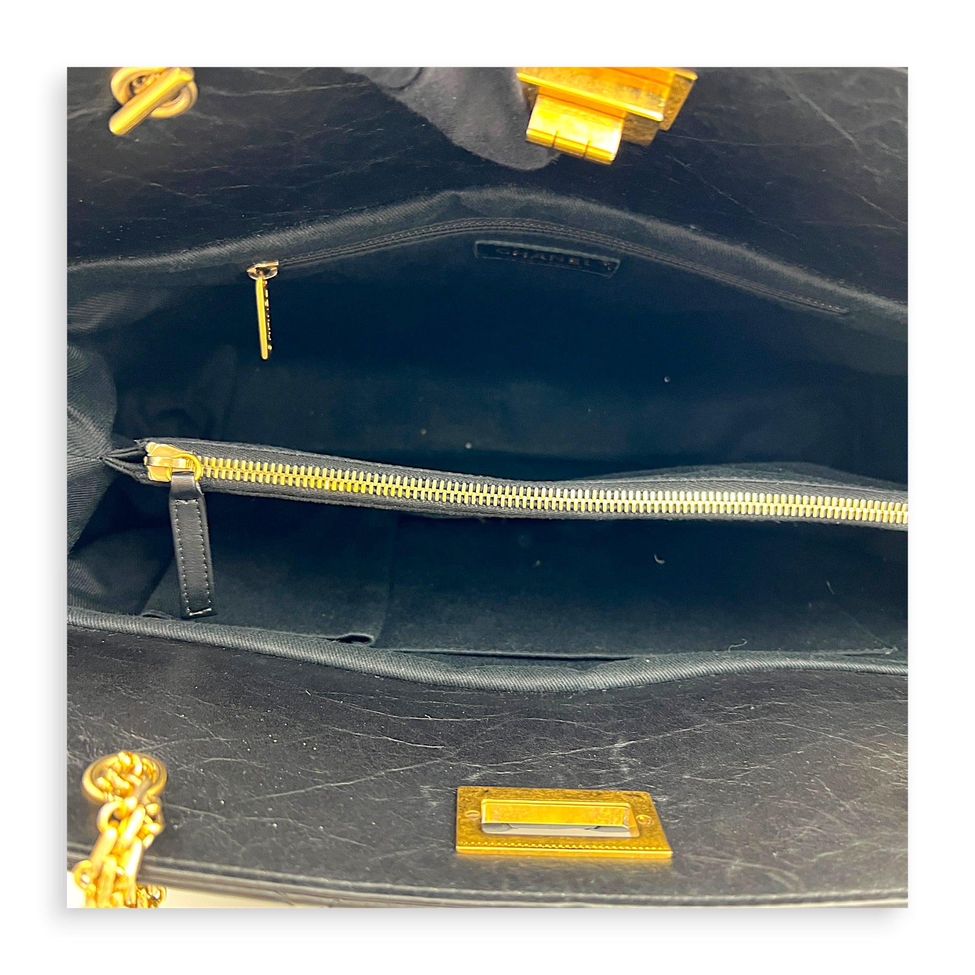 2.55 Black Tote Bag in Calfskin, Gold hardware