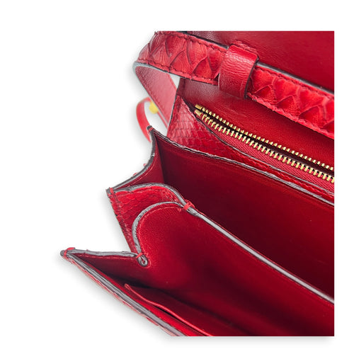 Box Red Crossbody Bag in Python Leather, Gold hardware