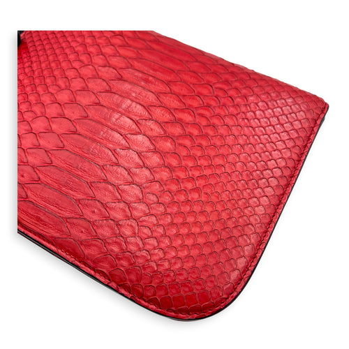 Box Red Crossbody Bag in Python Leather, Gold hardware