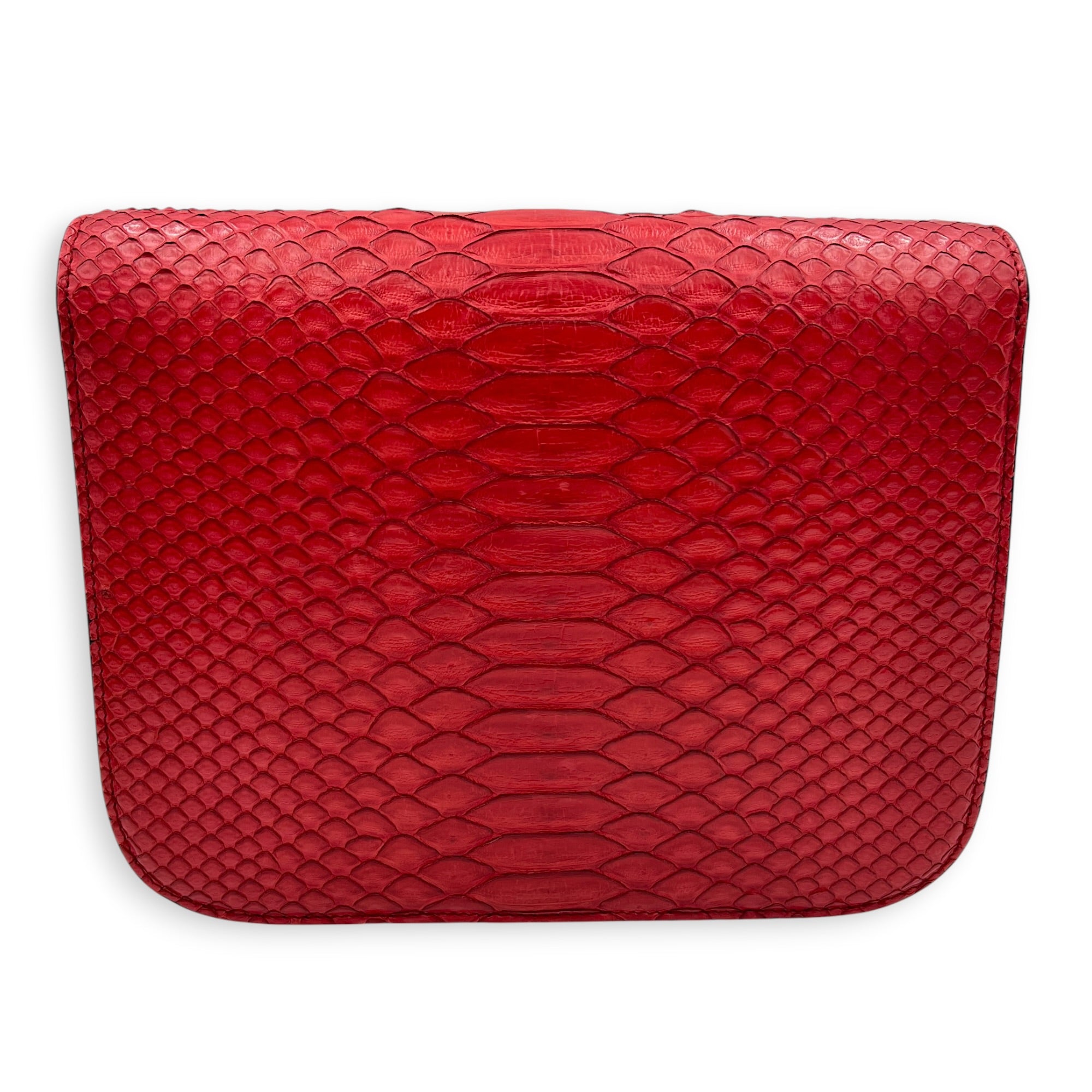 Box Red Crossbody Bag in Python Leather, Gold hardware