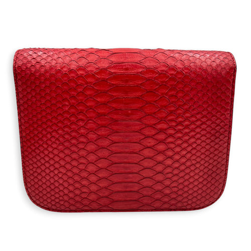 Box Red Crossbody Bag in Python Leather, Gold hardware
