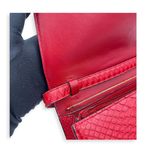Box Red Crossbody Bag in Python Leather, Gold hardware