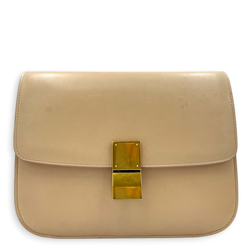 Box Crossbody Bag Beige in Box, Gold hardware