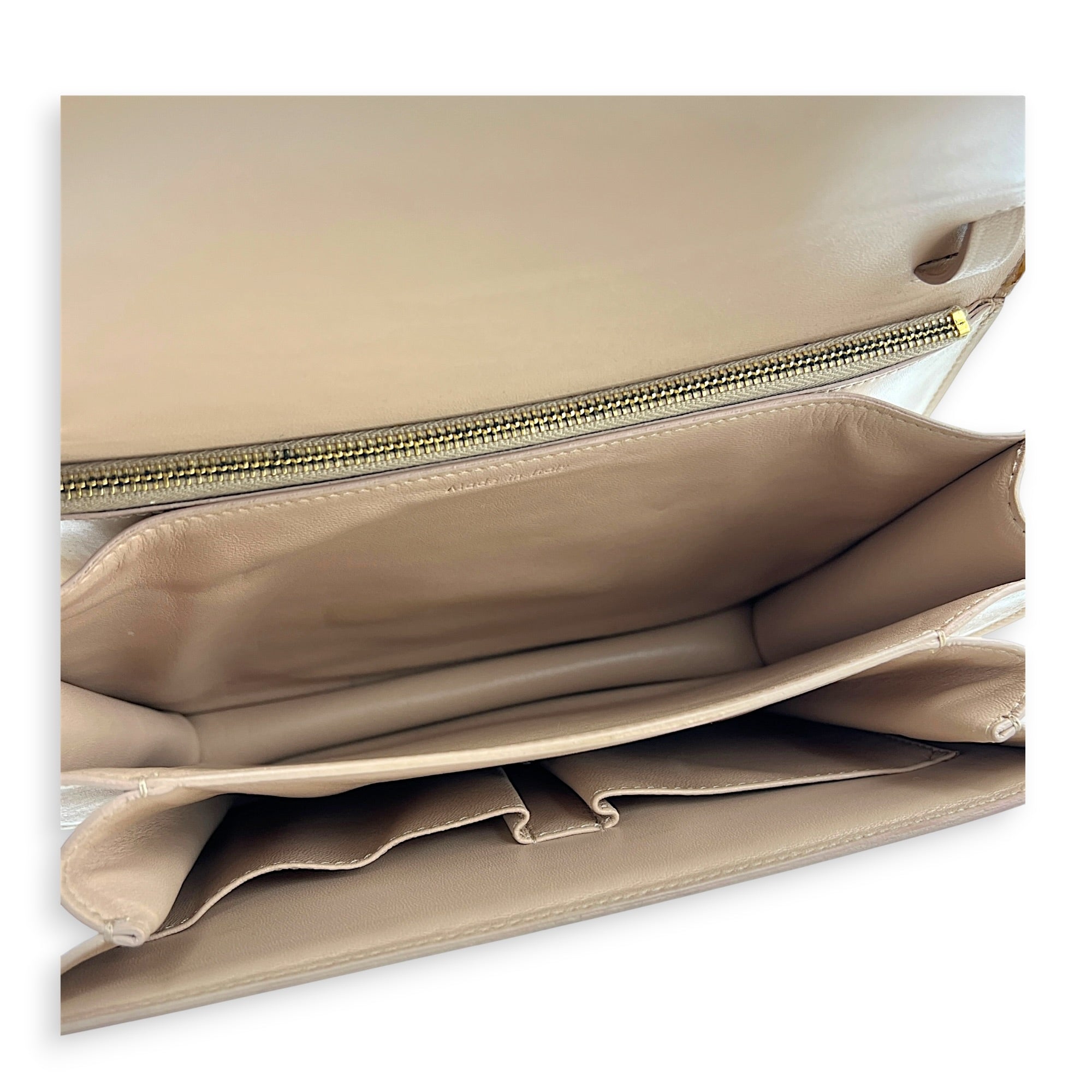 Box Crossbody Bag Beige in Box, Gold hardware