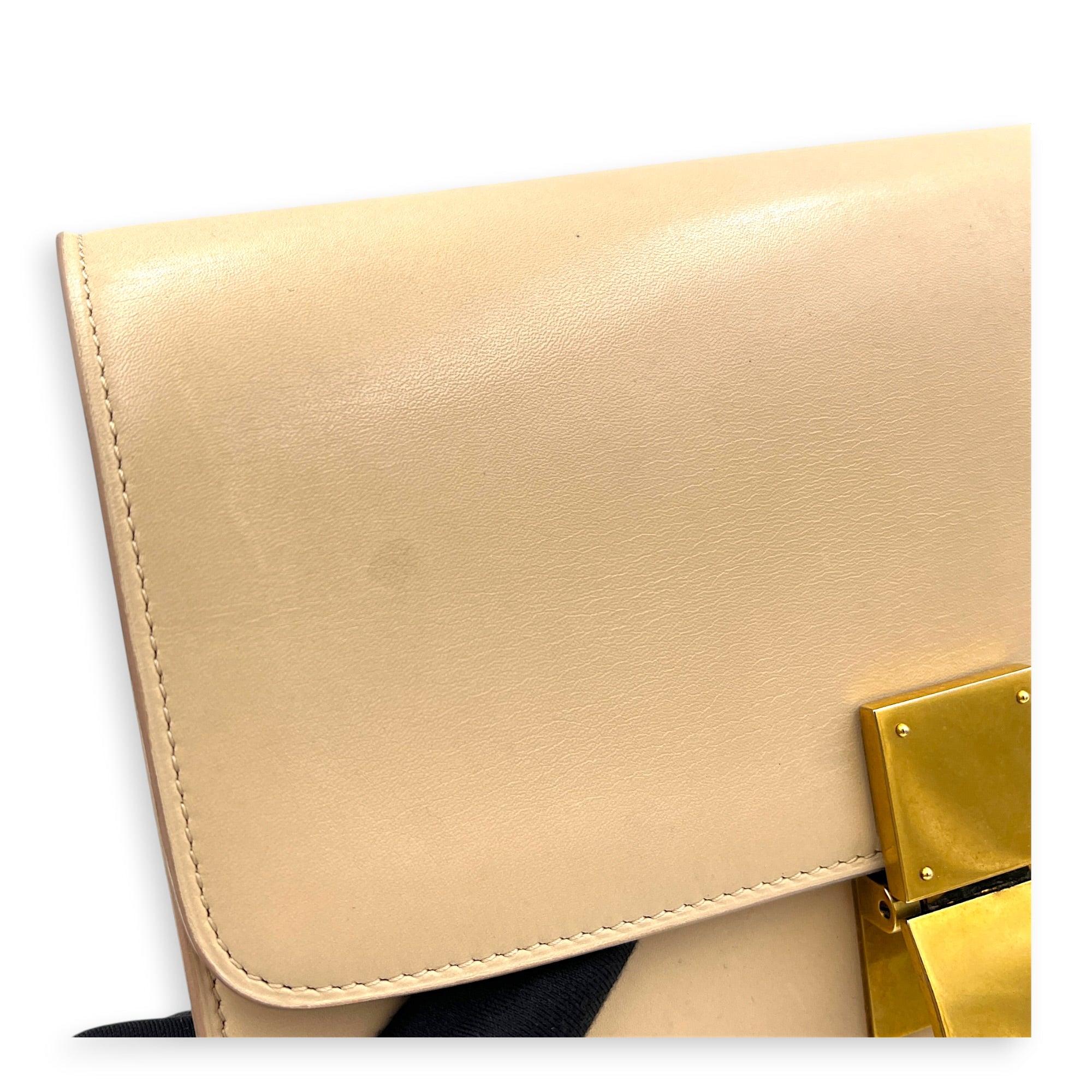 Box Crossbody Bag Beige in Box, Gold hardware