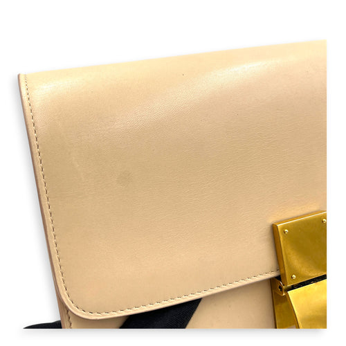 Box Crossbody Bag Beige in Box, Gold hardware