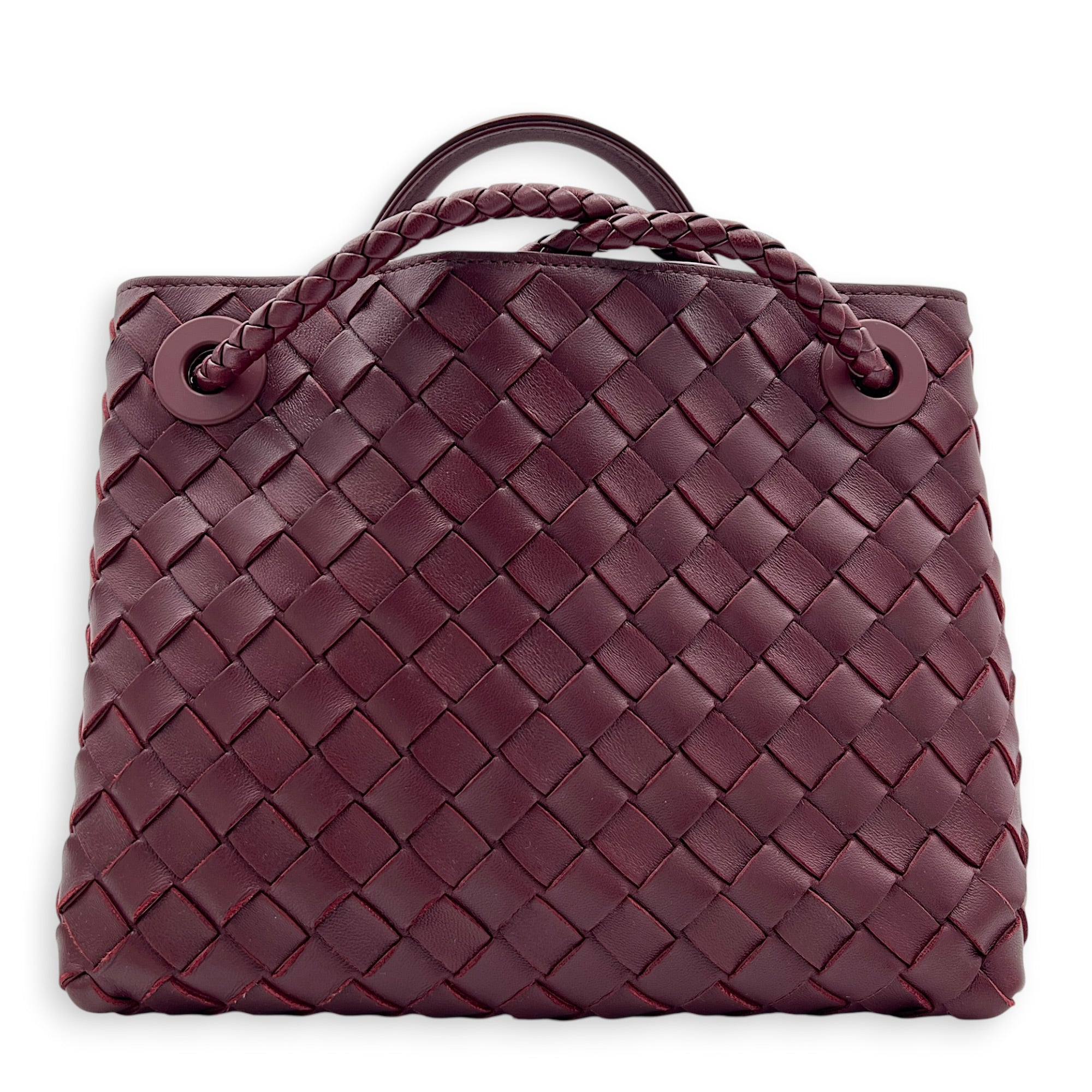 Andiamo Small Red Top Handle Bag in Calfskin, Gold hardware