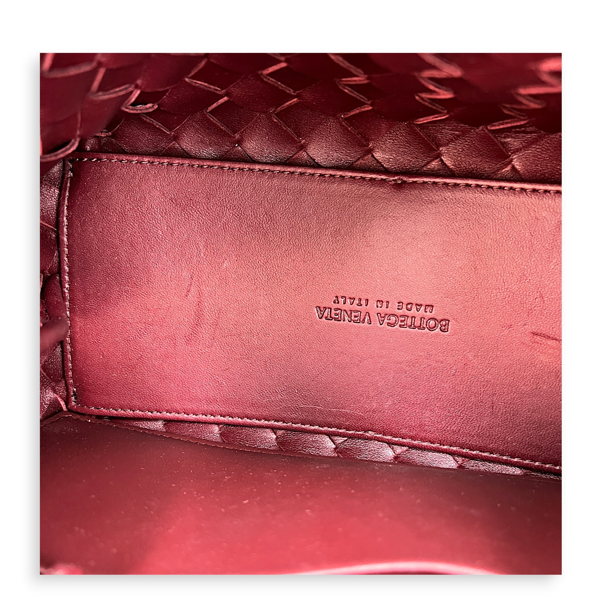 Andiamo Small Red Top Handle Bag in Calfskin, Gold hardware