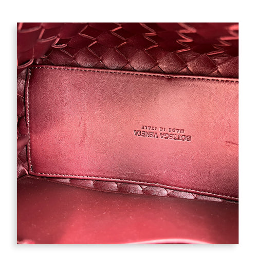 Andiamo Small Red Top Handle Bag in Calfskin, Gold hardware