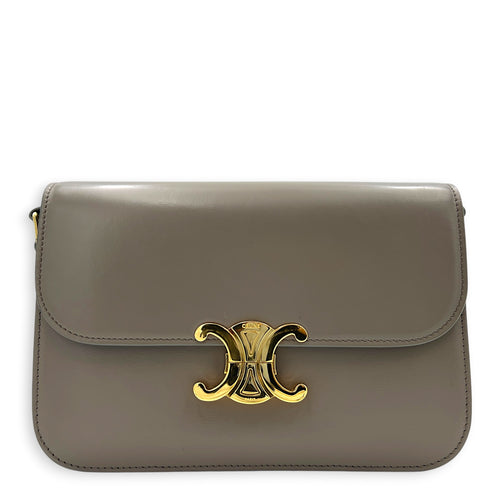 Triomphe Crossbody Bag Grey in Box, Gold hardware