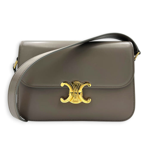 Triomphe Crossbody Bag Grey in Box, Gold hardware