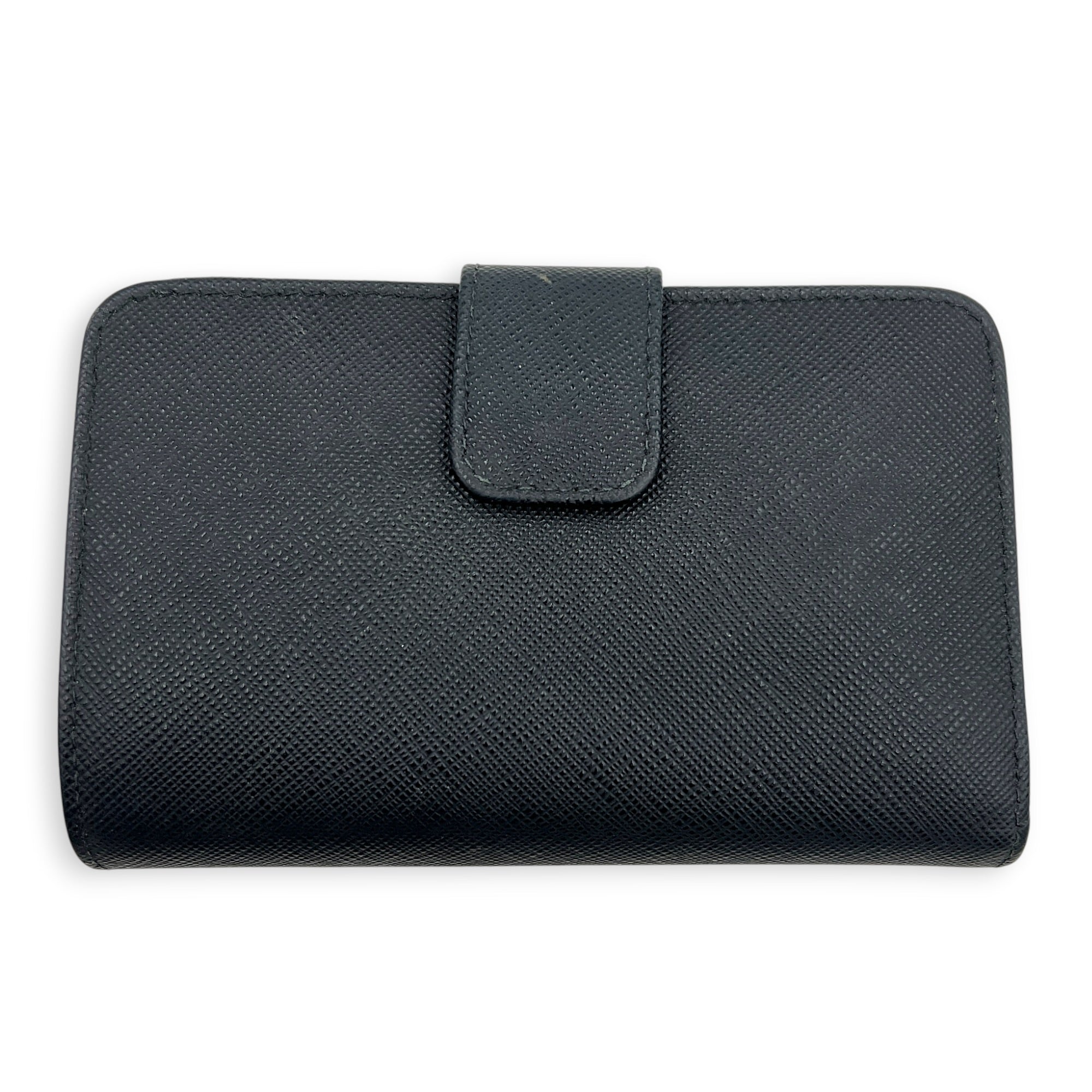 Logo Black Wallet in Saffiano Leather, Gold hardware