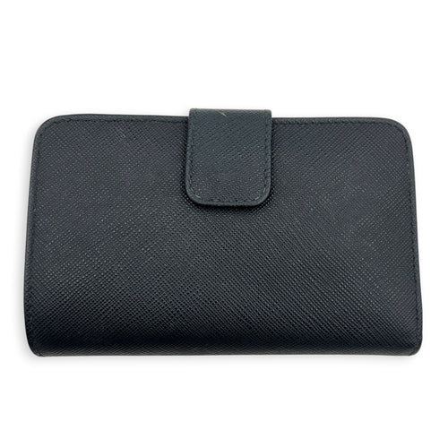 Logo Black Wallet in Saffiano Leather, Gold hardware