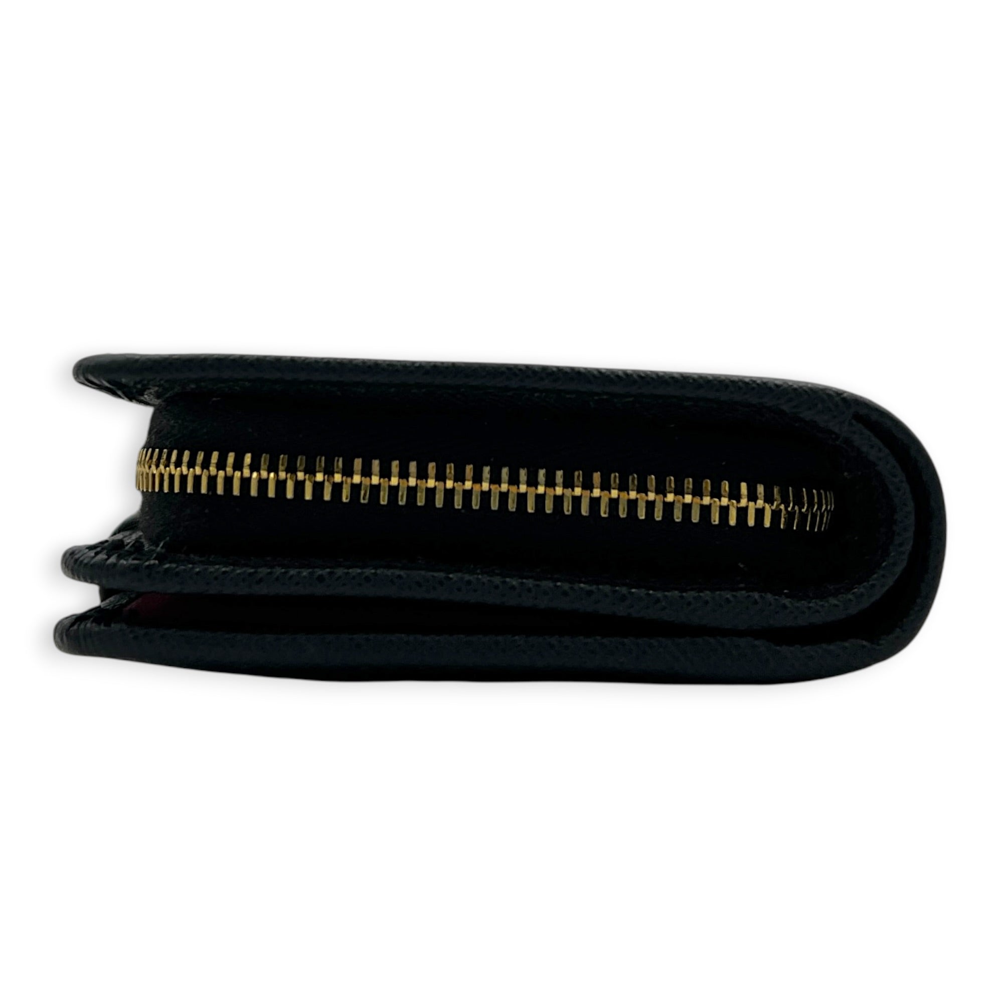 Logo Black Wallet in Saffiano Leather, Gold hardware