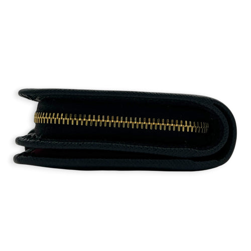 Logo Black Wallet in Saffiano Leather, Gold hardware