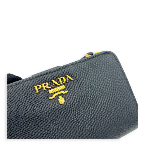 Logo Black Wallet in Saffiano Leather, Gold hardware