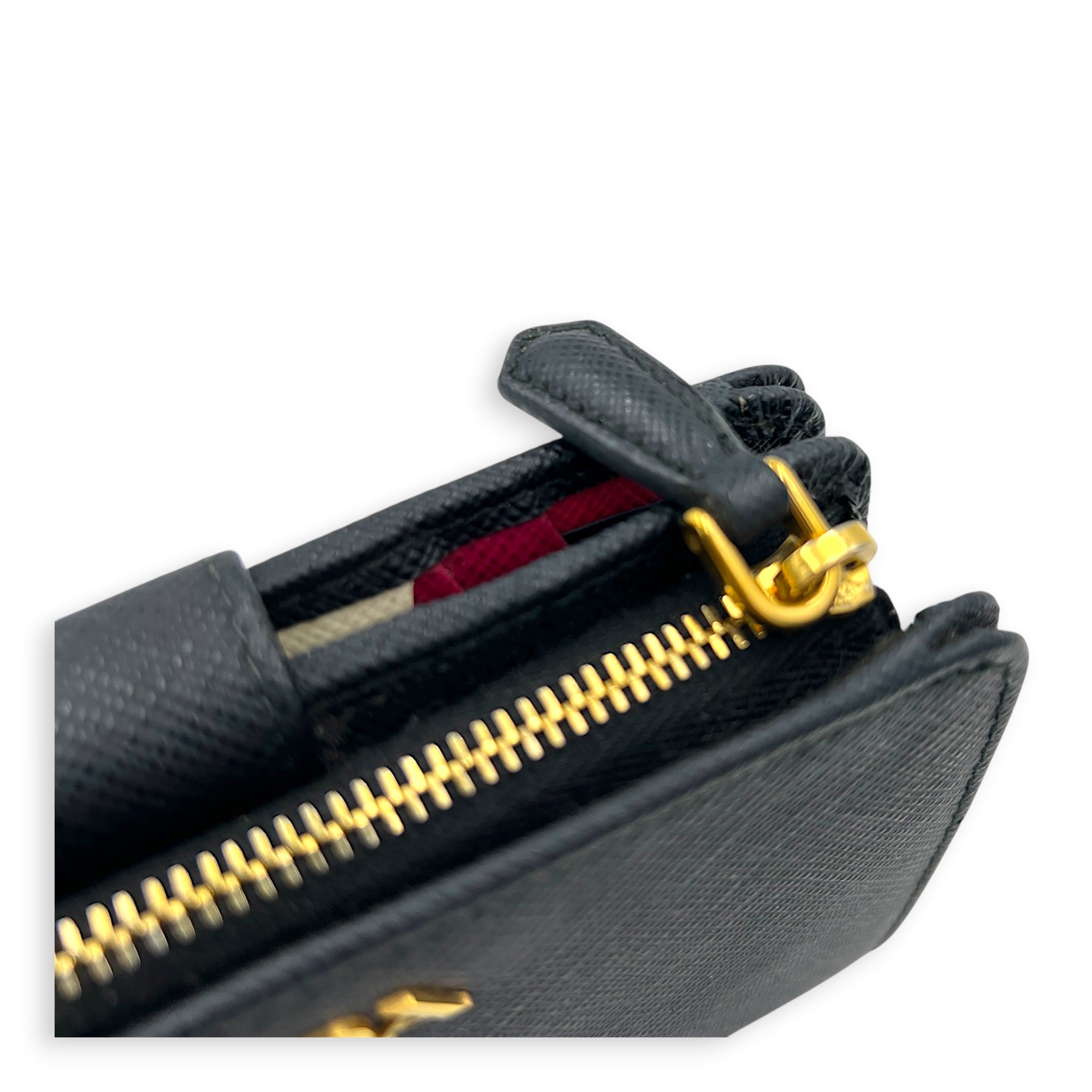 Logo Black Wallet in Saffiano Leather, Gold hardware