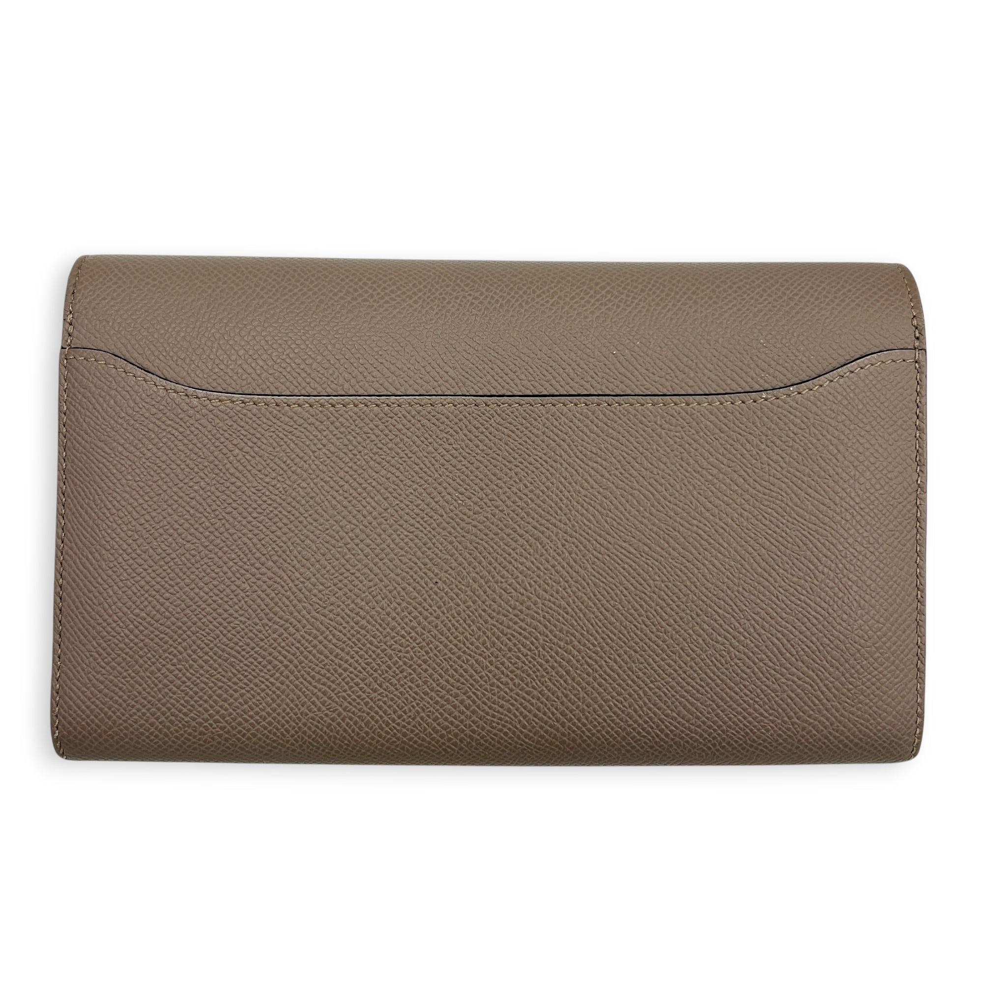 Constance Etoupe Wallet in Epsom, Gold hardware