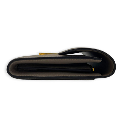 Constance Etoupe Wallet in Epsom, Gold hardware