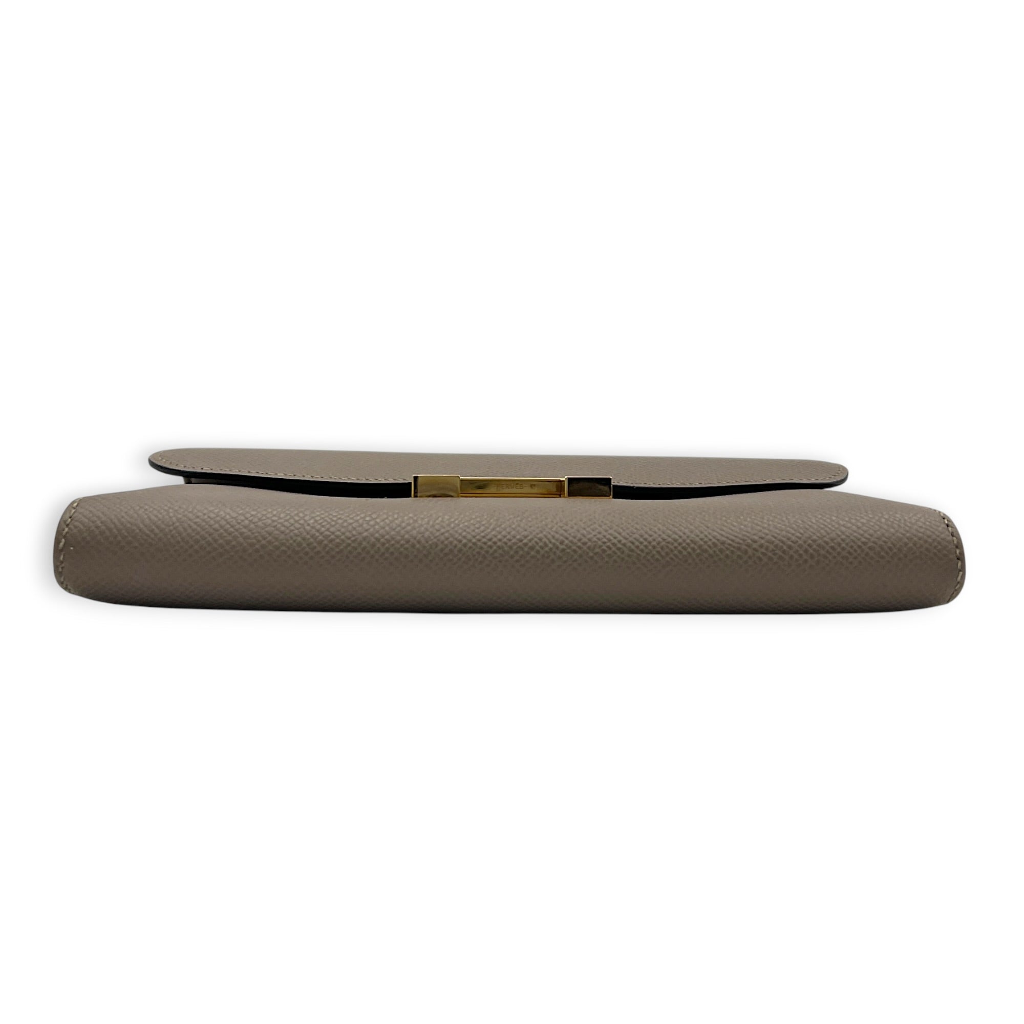 Constance Etoupe Wallet in Epsom, Gold hardware