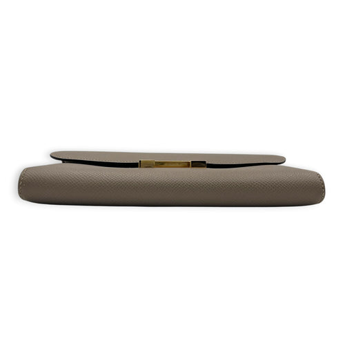 Constance Etoupe Wallet in Epsom, Gold hardware