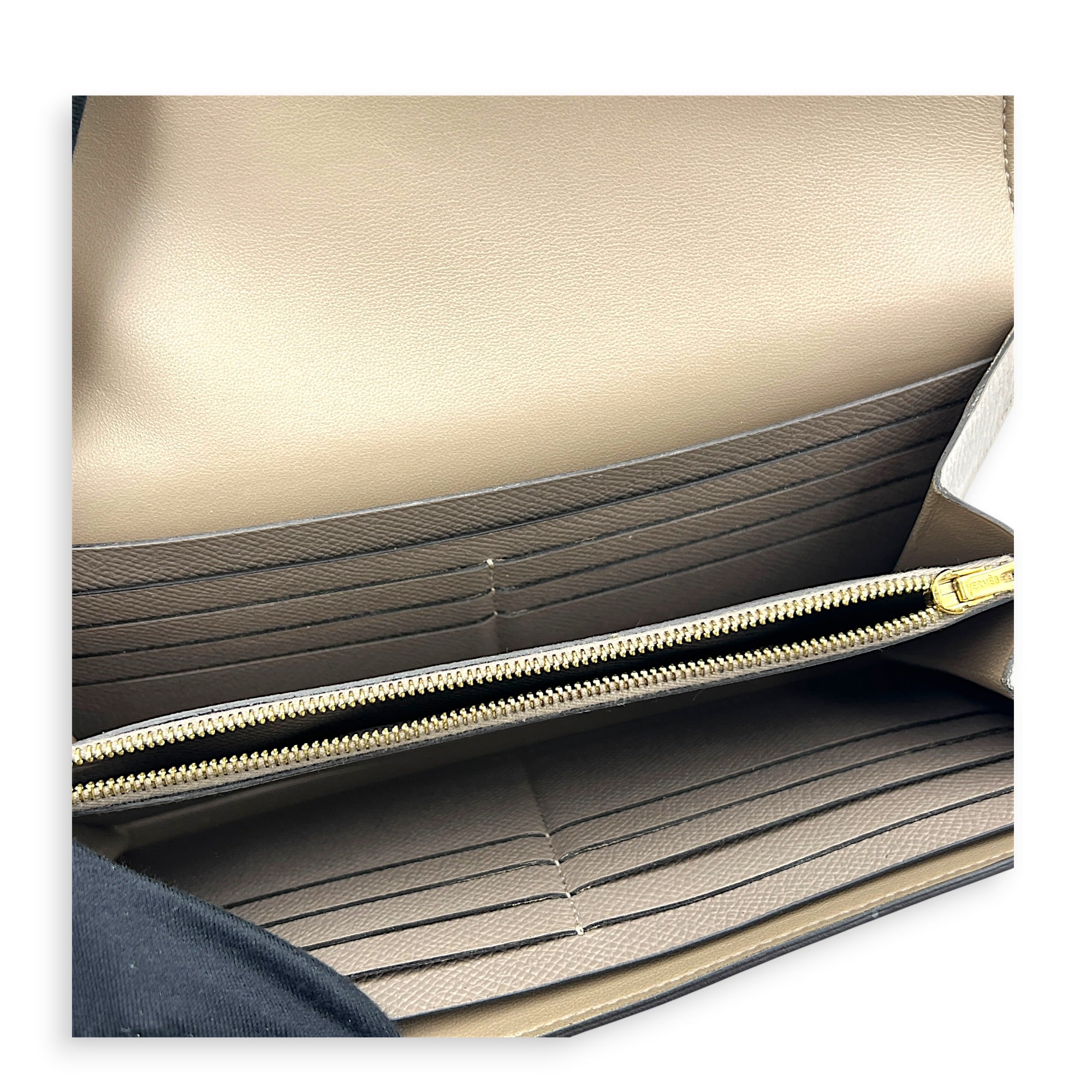 Constance Etoupe Wallet in Epsom, Gold hardware