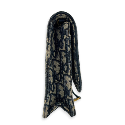 Saddle Wallet On Chain Blue in Jacquard, Gold hardware