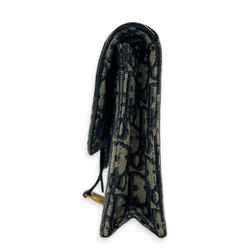 Saddle Wallet On Chain Blue in Jacquard, Gold hardware