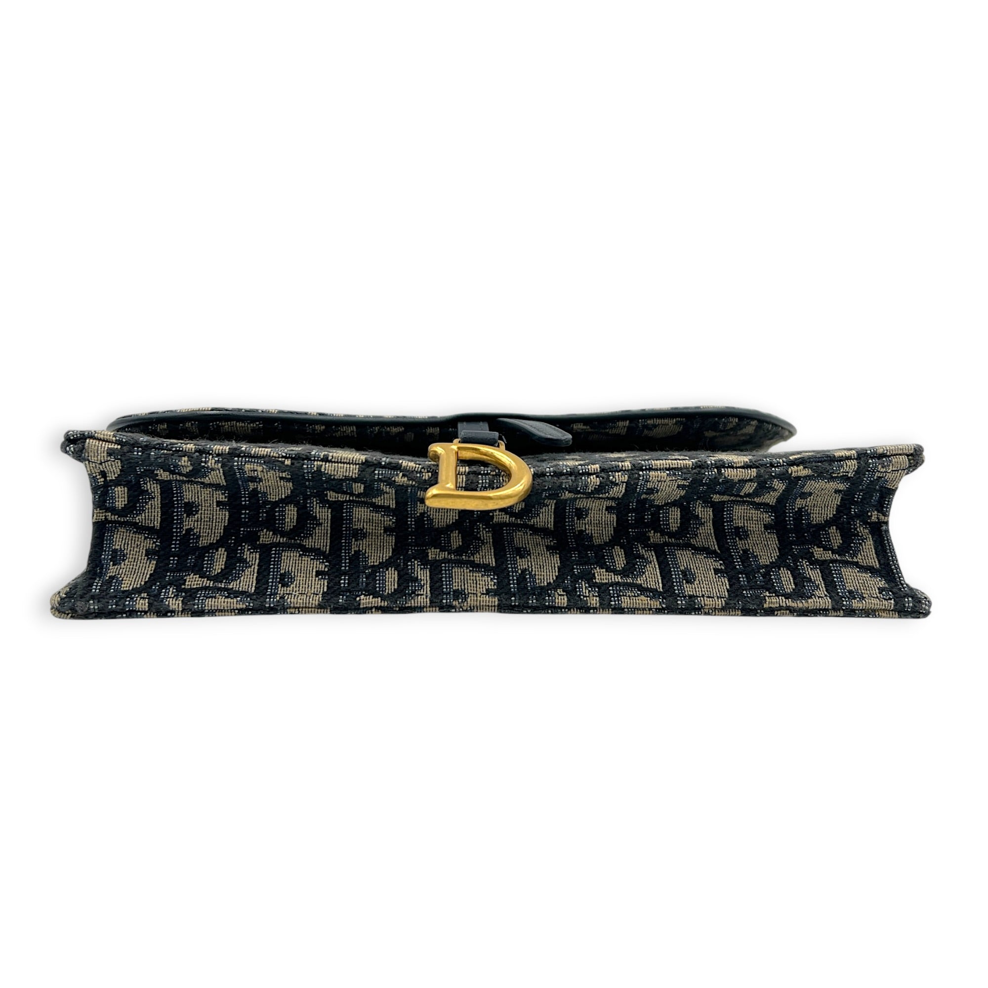 Saddle Wallet On Chain Blue in Jacquard, Gold hardware