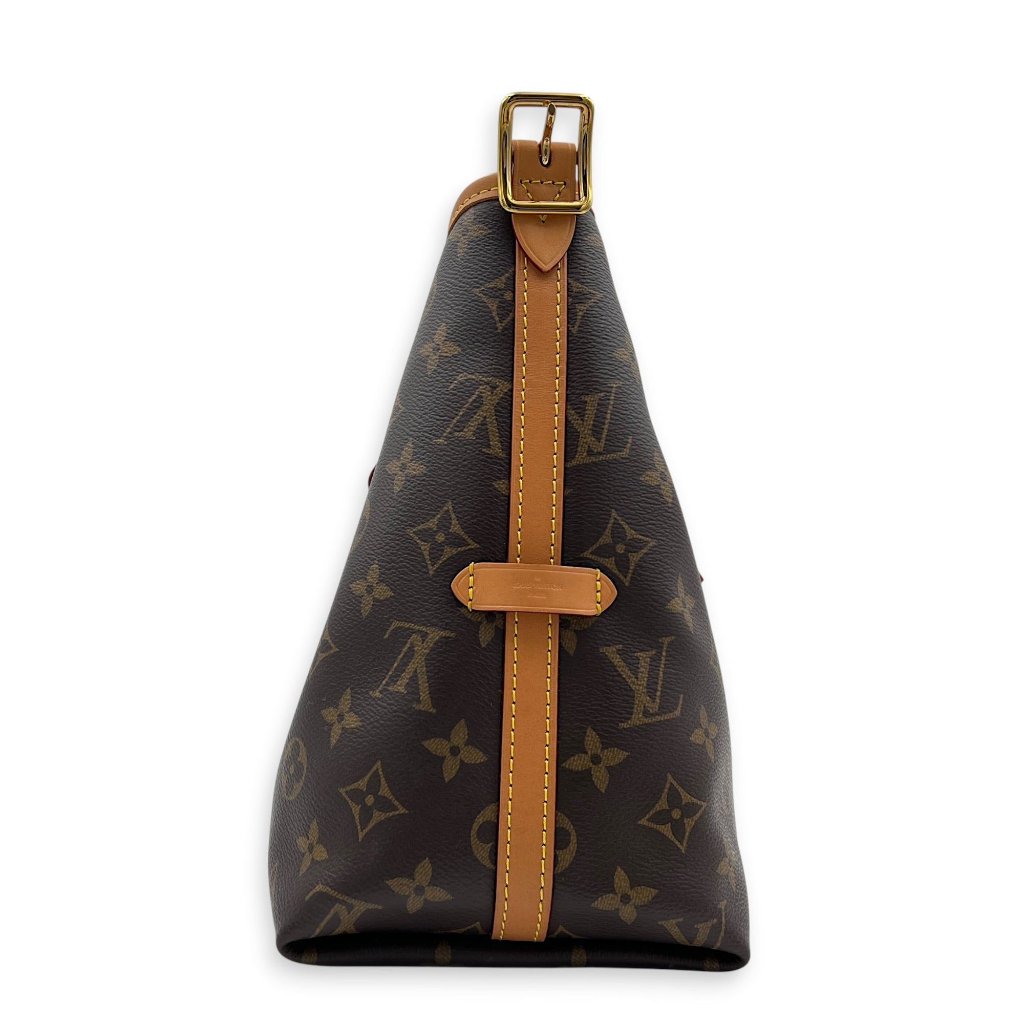 Carryall PM Brown Shoulder Bag in Monogram Coated Canvas, Gold hardware