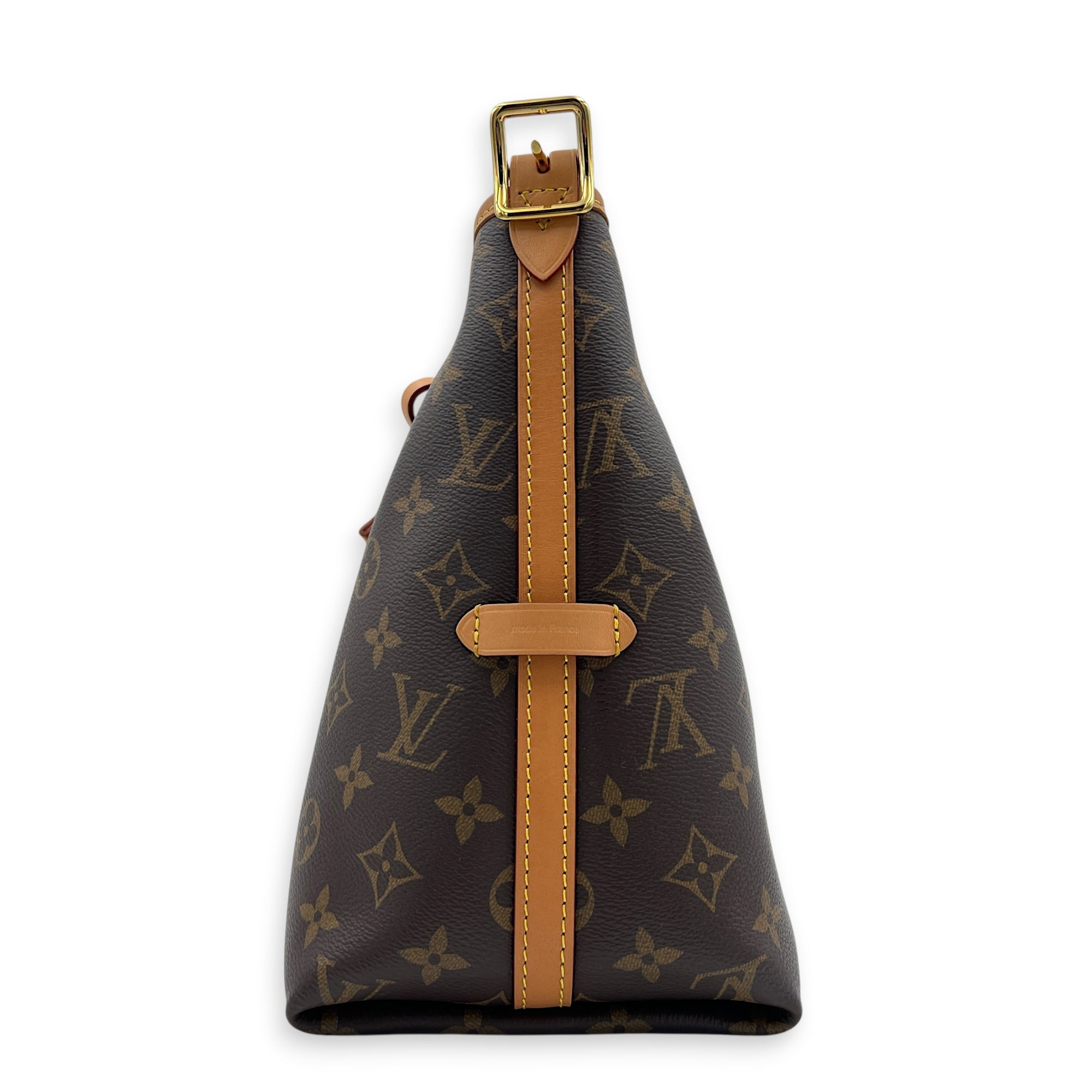 Carryall PM Brown Shoulder Bag in Monogram Coated Canvas, Gold hardware