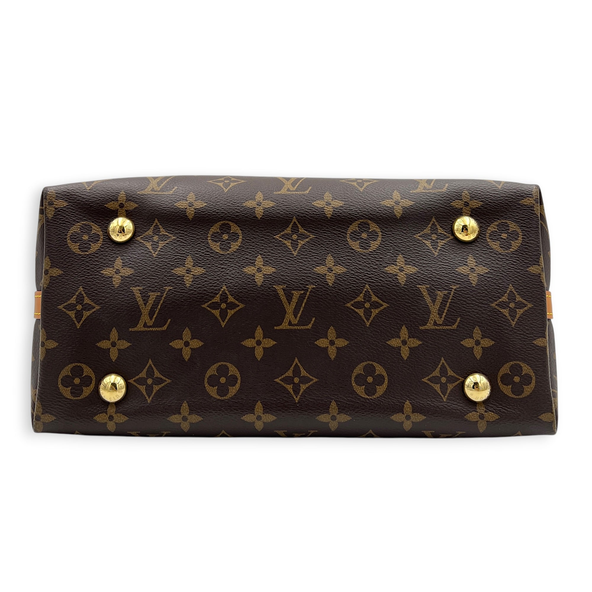 Carryall PM Brown Shoulder Bag in Monogram Coated Canvas, Gold hardware