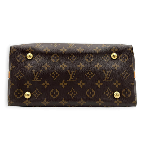 Carryall PM Brown Shoulder Bag in Monogram Coated Canvas, Gold hardware