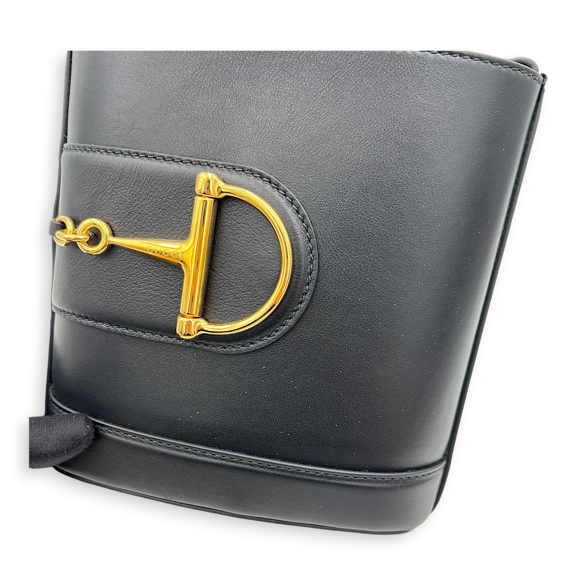 Double G Arli Crossbody Bag Black in Calfskin, Gold hardware