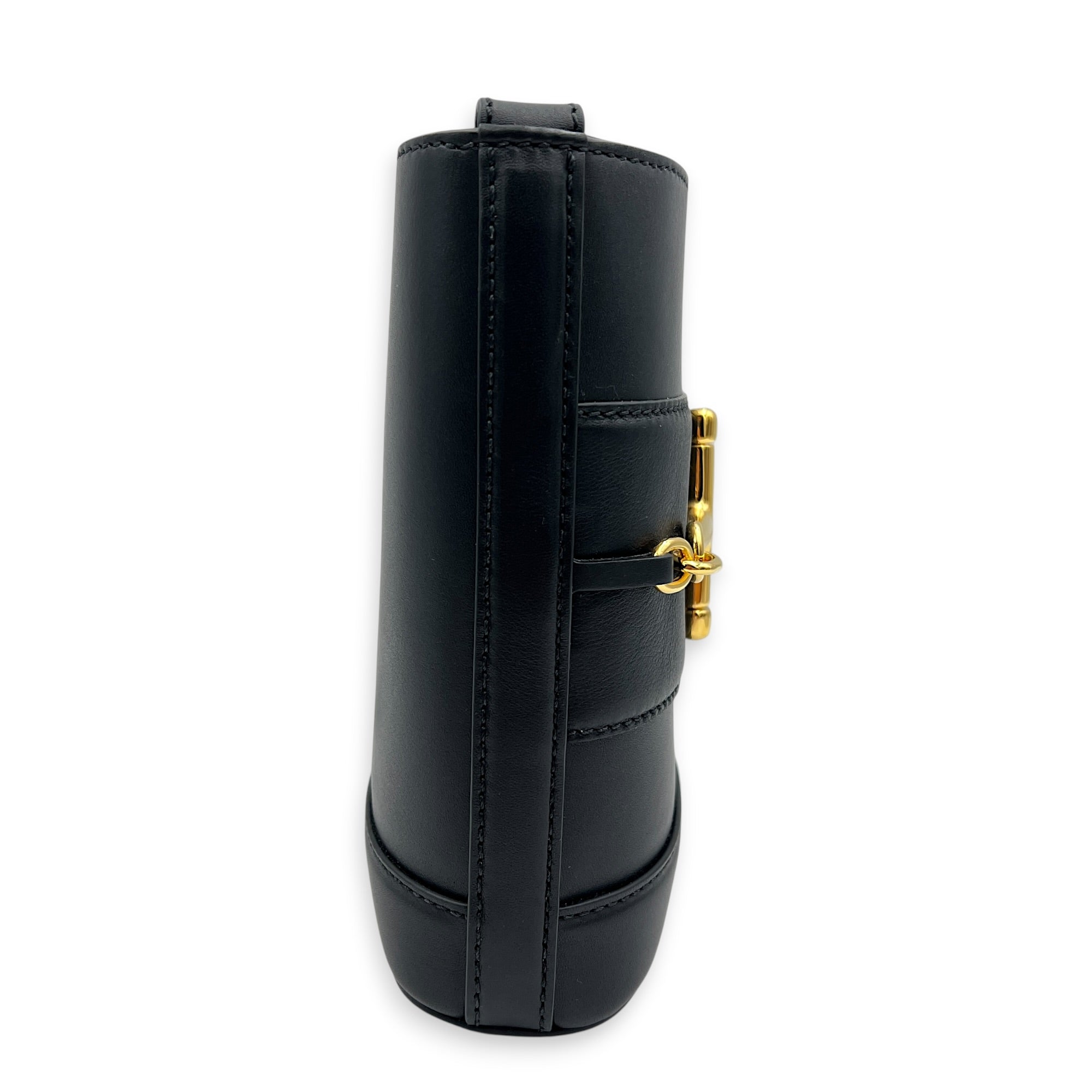 Double G Arli Crossbody Bag Black in Calfskin, Gold hardware