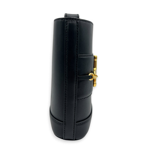 Double G Arli Crossbody Bag Black in Calfskin, Gold hardware