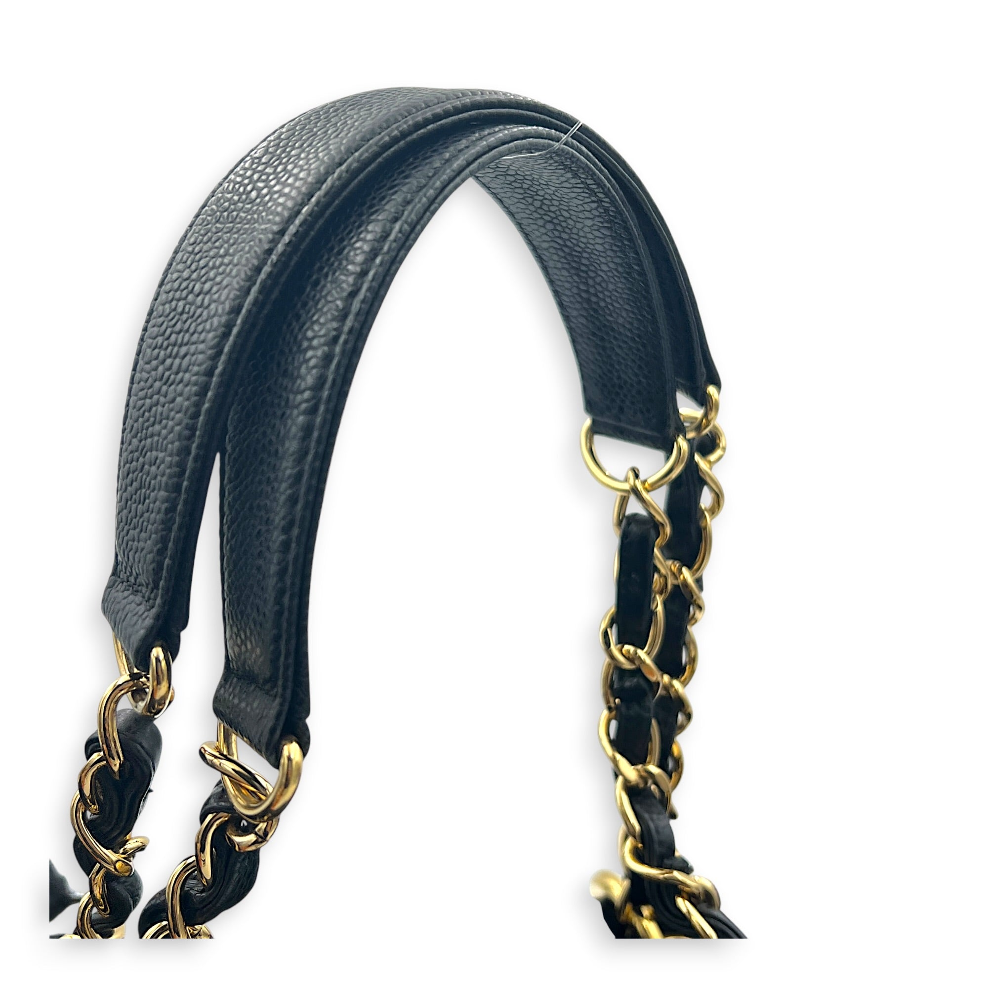 GST Shoulder Bag Black in Caviar Leather, Gold hardware