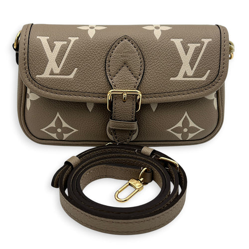 Diane Crossbody Bag Nano Beige in Empreinte Leather, Gold hardware