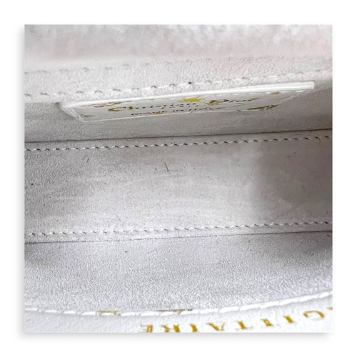 Lady Dior Top Handle Bag Micro White in Calfskin, Gold hardware